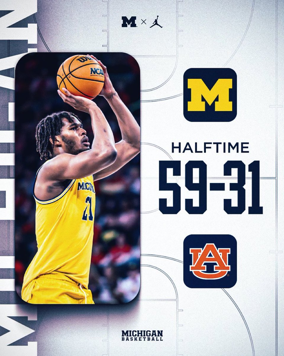 SharpHalftmeCBB's tweet image. 🏀 1H Michigan/Auburn O76.5 💵🔒✅

👍 if you cashed!