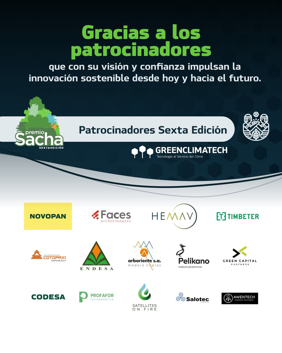 Nada de esto sería posible sin el apoyo de quienes creen en la innovación sostenible.

Gracias a nuestros patrocinadores, que apostaron por un proceso que hoy se consolida como el mayor movimiento iberoamericano por la acción climática. 

Su apoyo es una inversión en el futuro.