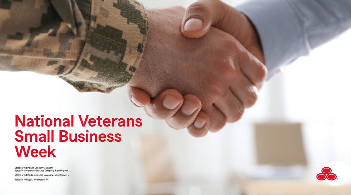 CWStateFarm's tweet image. My team and I are proud to support National Veterans Small Business Week, November 3–7. Let’s give a shout-out to some of your favorite veteran-owned small businesses in the comments.
