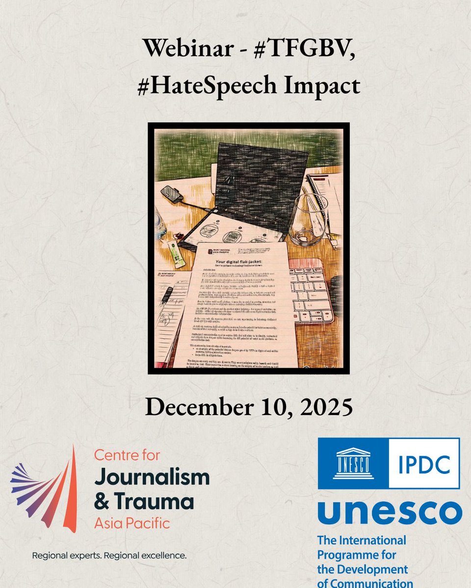CJT has launched its new program to build skills to tackle #TFGBV, #HateSpeech in the Mekong Region.The first stage is an online webinar followed by an in-person workshop. Details - docs.google.com/forms/d/e/1FAI… <a href="/unescobangkok/">UNESCO Bangkok 🏛️ #Education #Sciences #Culture</a> <a href="/FCCThai/">FCCThai</a> <a href="/AmanthaP/">Amantha</a>