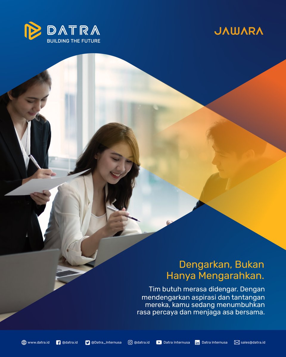 Datra_Internusa's tweet image. Jadi leader bukan cuma soal memimpin tapi juga menyalakan ASA di timmu. Yuk, cari tahu gimana caranya menjaga semangat sebagai team leader!

Pelajari bagaimana nilai JAWARA kami diwujudkan lewat kualitas pekerjaan: datra.id

#datra #JawaraAsa #corevalues