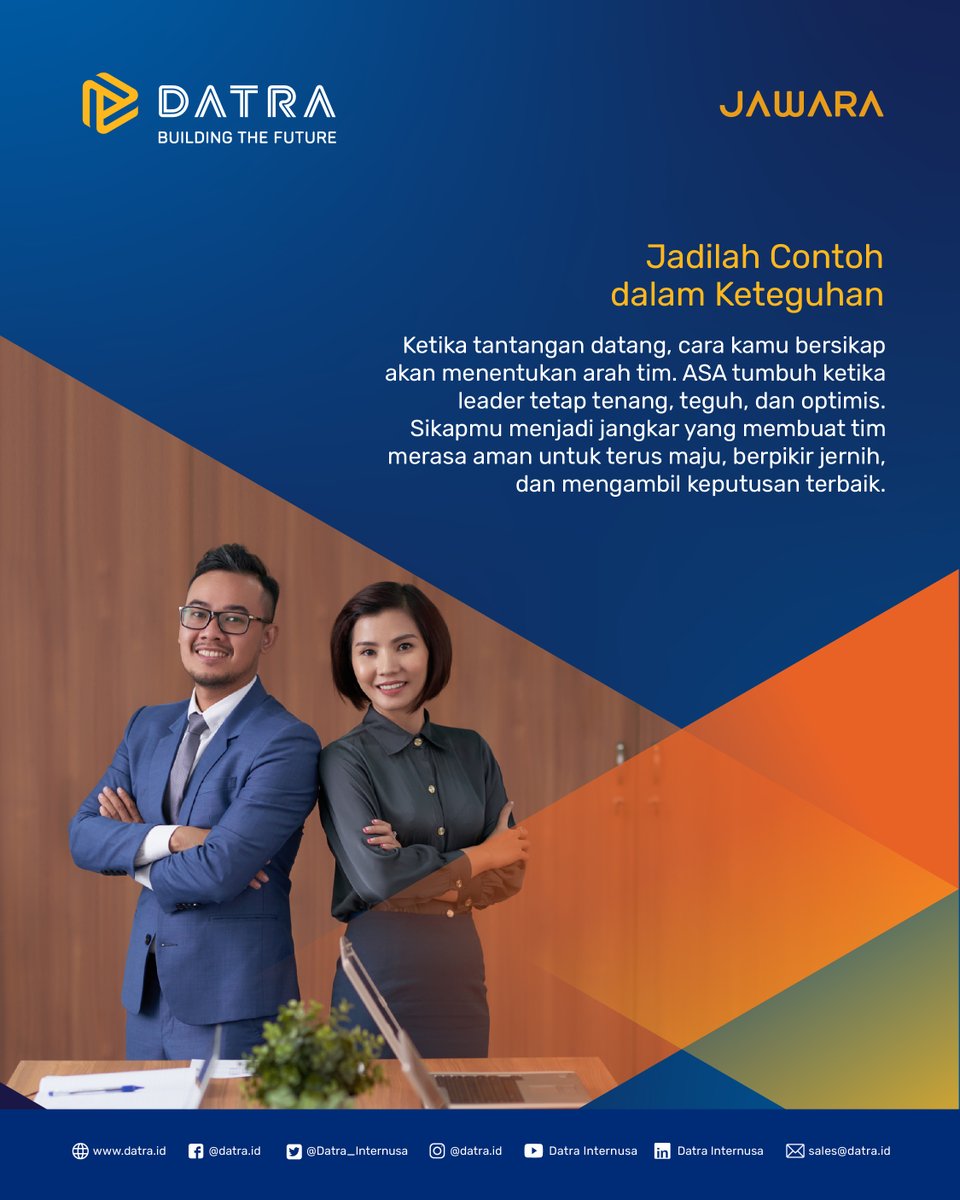 Datra_Internusa's tweet image. Jadi leader bukan cuma soal memimpin tapi juga menyalakan ASA di timmu. Yuk, cari tahu gimana caranya menjaga semangat sebagai team leader!

Pelajari bagaimana nilai JAWARA kami diwujudkan lewat kualitas pekerjaan: datra.id

#datra #JawaraAsa #corevalues