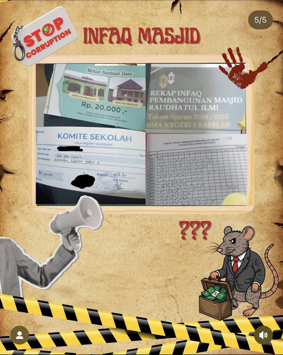 txtdrbekasi's tweet image. ‼️BANTU RAMEIN BEKS‼️

Dugaan pungli yang dilakukan oleh kepsek di SMAN 1 Babelan