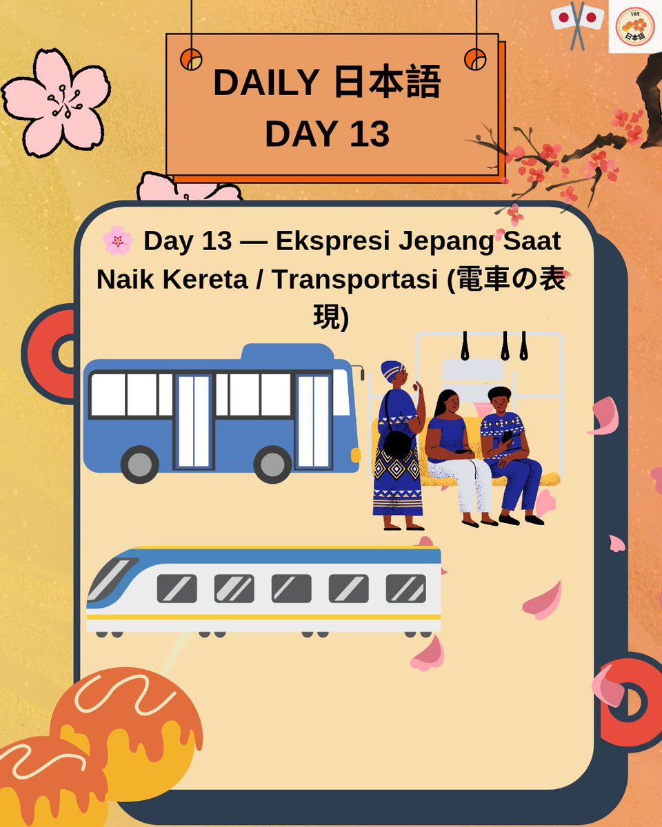 littlevie1's tweet photo. 🚃 Day 13 – Ekspresi Jepang saat naik kereta!
Biar nggak nyasar di Jepang 🚉😆
Save dulu buat nanti pas traveling 🇯🇵✨
#BelajarJepangHarian #GenZNihongo #AestheticNihongo #FUN日本語 #Funnihongo https://t.co/hAgDTOmcCF