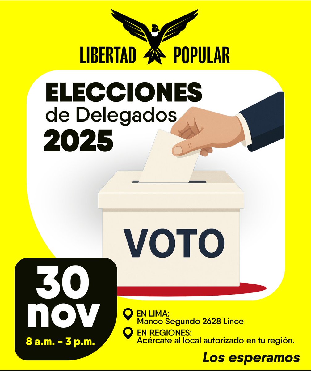 𝗟𝗮 𝗱𝗲𝗺𝗼𝗰𝗿𝗮𝗰𝗶𝗮 𝘀𝗲 𝗰𝗼𝗻𝘀𝘁𝗿𝘂𝘆𝗲 𝗰𝗼𝗻 𝗽𝗮𝗿𝘁𝗶𝗰𝗶𝗽𝗮𝗰𝗶𝗼́𝗻.
El 30 de noviembre vivimos una Actividad Democrática decisiva. Tu presencia importa. Tu voto construye el 2025.
📍 Lima: Manco Segundo 2628
🕗 8 a.m. – 3 p.m.
📍 Regiones: locales autorizados