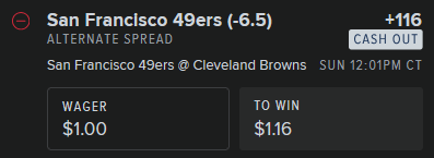 betwith1dollar's tweet photo. @Dataman422 @KuttBet San Francisco 49ers @ Cleveland Browns

San Francisco 49ers -6.5; +116

#FadeMeIfYouFeelLikeWinning https://t.co/gIEx67vDOF