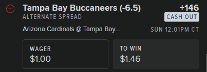betwith1dollar's tweet photo. @Dataman422 @KuttBet Arizona Cardinals @ Tampa Bay Buccaneers

Tampa Bay Buccaneers -6.5; +146

#TailMeIfYouLikeGivingMoneyToTheSportsbooks https://t.co/nYDLc8f3cy