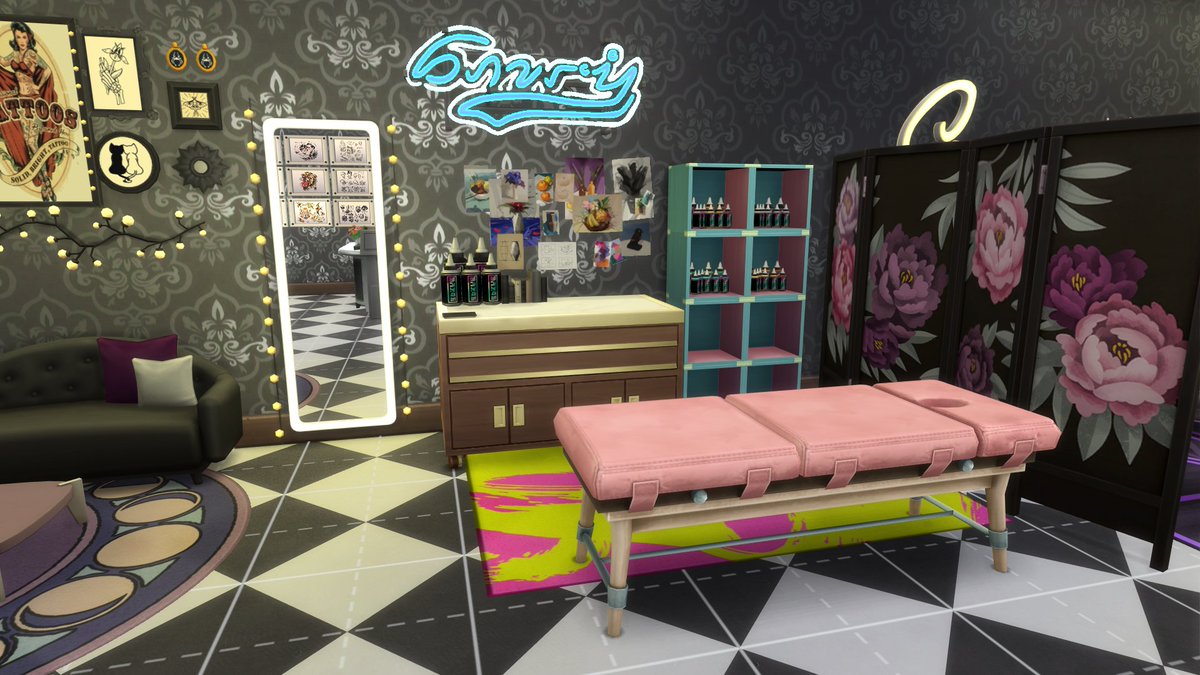 Black Iris tattoo shop wip in the sims (i need to reinstall my shaders)