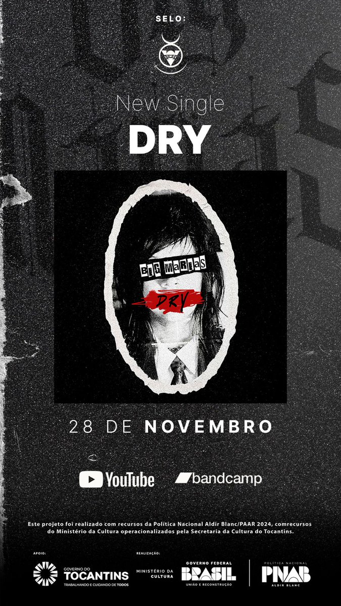 ORGULHOSAMENTE - DRY -
chega dia 28/11 nesse mundão! 

Essa primeira faixa do álbum Big Marias é um convite ao universo intenso, poroso, e impossível de ignorar de canções que estão sedentas pra serem ouvidas por todos! ❤️‍🔥 

Inscreva-se: youtube.com/@bigmarias?si=…