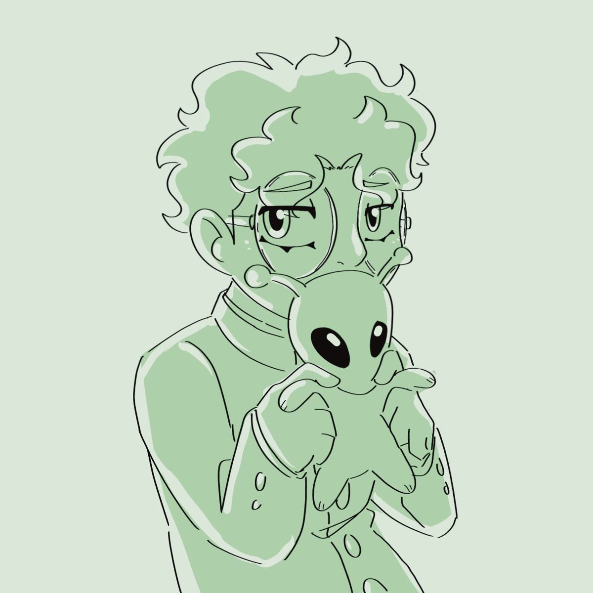 okarun with an alien plush for comfort