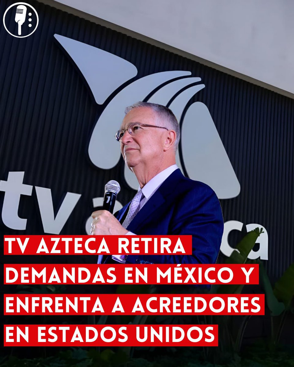 ⭕ OJO | TV AZTECA RETIRA DEMANDAS EN MÉXICO Y ENFRENTA A ACREEDORES EN ESTADOS UNIDOS 

TV Azteca (<a href="/Azteca/">TV Azteca</a>) del deudor fiscal, Ricardo Salinas Pliego (<a href="/RicardoBSalinas/">Don Ricardo Salinas Pliego</a>) retira demandas en México y ahora enfrenta a acreedores en EUA por más de 580 millones de dólares. La presión
