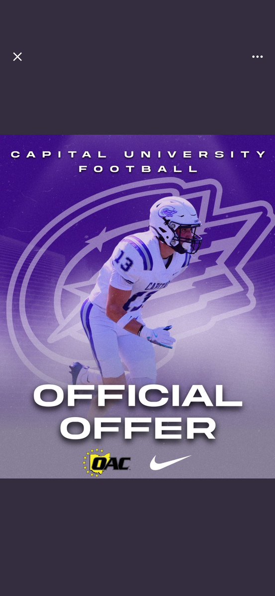 blessed to receive my first offer from capital university <a href="/Coachcalexander/">Charles Alexander</a> <a href="/oc_football/">O'Connor Football</a> <a href="/bkullos/">Coach Ben Kullos</a>