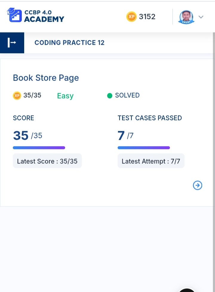 ChaundkarSujal's tweet image. Hello Everyone,

Today, l have done my Coding practice 11 &amp;amp; Coding practice 12 where l have built an &quot;Book store Page&quot; &amp;amp; &quot;Music Page&quot; using the concepts of bootstrap &amp;amp; CCBP UI Kit and passed the all test cases....

#nxtwaveccbp
#codingpractice
#Rahulattuluri