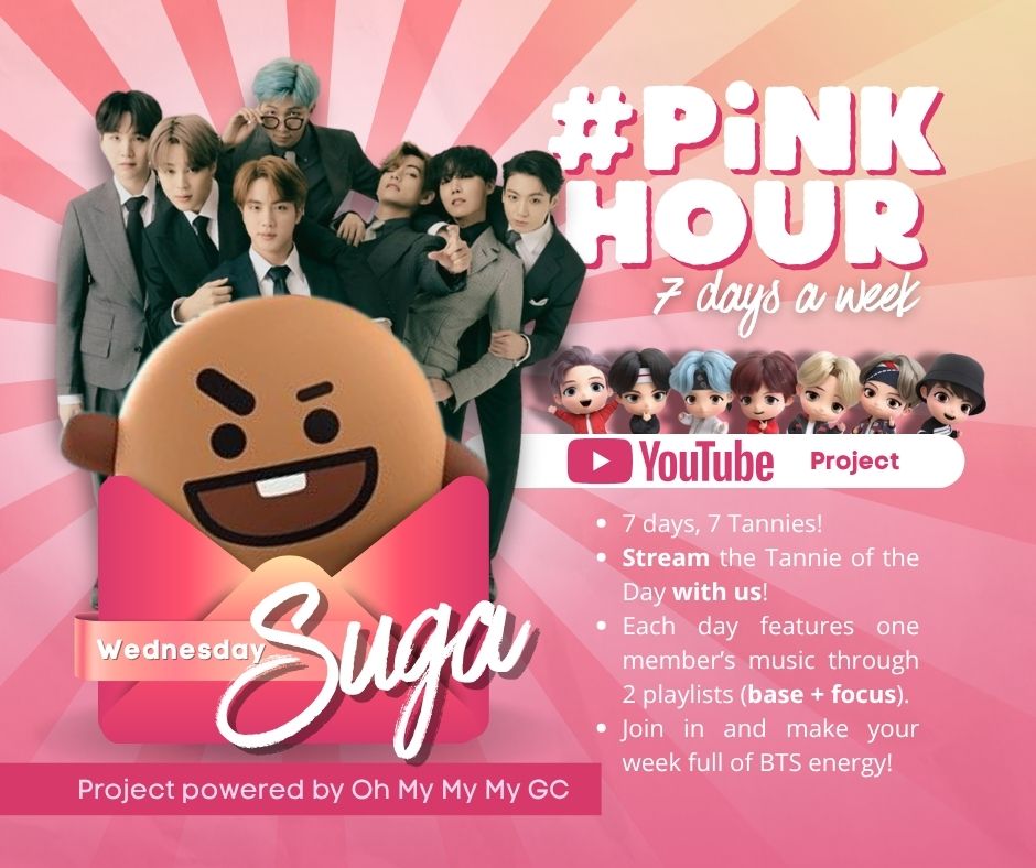 secCbangtan's tweet photo. Happy Wednesday 🐱🎧

Today’s Tannie of the Day is Suga.
Join in and stream his music on YouTube all day!

Suga playlist: https://t.co/CYZ4u1GDhn

Base playlist: https://t.co/wuGw6y3jFF

#PinkHour 7 days a week 🩷 https://t.co/WGXwryc3Yf