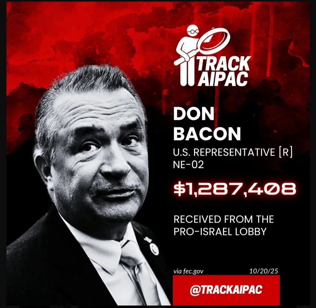 <a href="/RepDonBacon/">Rep. Don Bacon 🇺🇸✈️🏍️⭐️🎖️</a> Don't let the AIPAC and NGO money hit you on the way out in the midterms you traitorous pile of garbage