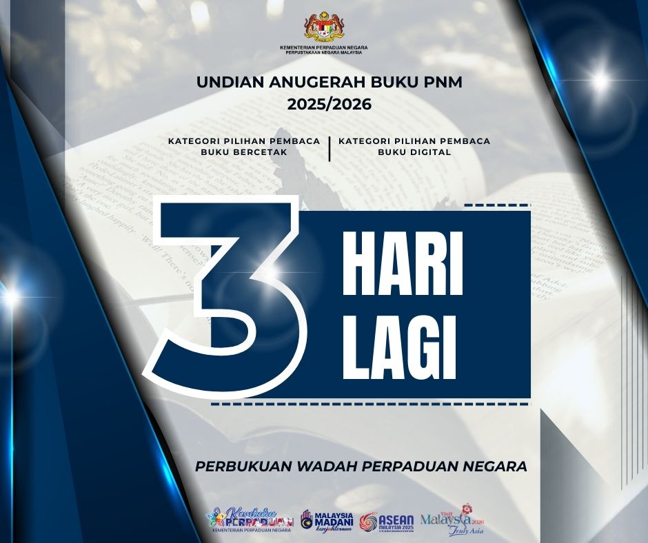 Undian Anugerah Buku PNM 2025/2026 Kategori Pilihan Pembaca Buku Bercetak dan Kategori Pilihan Pembaca Buku Digital akan ditutup 3 hari sahaja lagi. 

#PerpustakaanNegaraMalaysia
#MalaysiaMADANI
#KembaraPerpaduan
#HarmoniMADANI
#MADANIBekerja