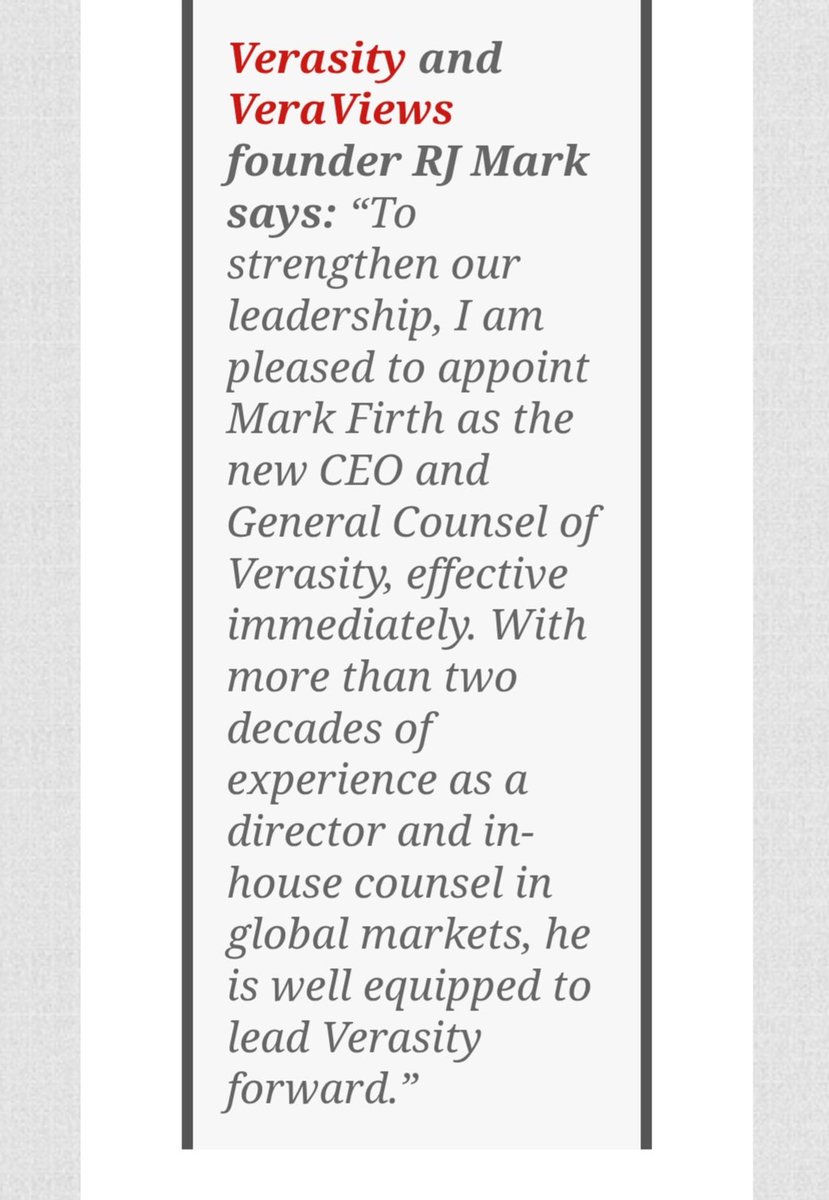 This headline never gets old 
$Vra 
<a href="/verasitytech/">Verasity</a> 
<a href="/block_writer/">Elliot Hill</a> 
<a href="/rjmark_verasity/">mark@veratech.org</a> 

I think Elliot should say something about the current situation, since he was the Voice back in the days.