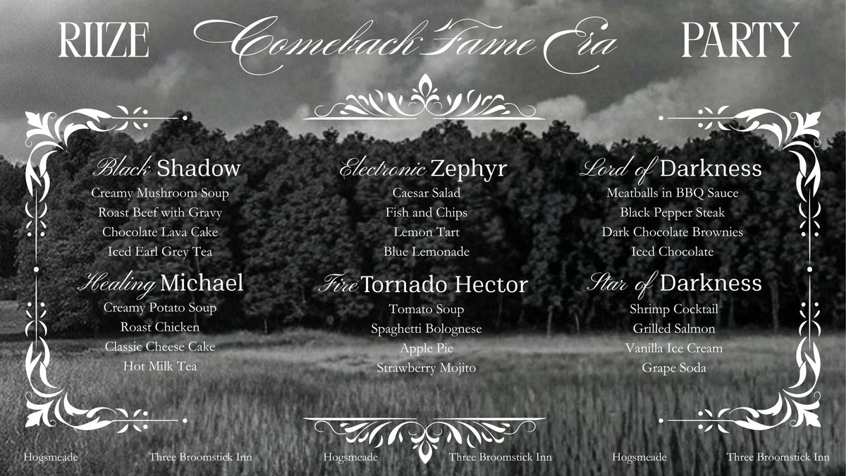 <a href="/AH_Hogsmeade/">Welcome to Hogsmeade!</a> ᅠ
​​🎞️ 𝗙𝗔𝗠𝗘 𝗘𝗥𝗔 𝗣𝗔𝗥𝗧𝗬
🥂 The curtain 𝗿𝗶𝘀𝗲𝘀—unveil the taste of a 𝗴𝗼𝗹𝗱𝗲𝗻 era.

​🍽️ Free for 𝗘𝘃𝗲𝗿𝘆𝗼𝗻𝗲, one fine set per person
🎩 G1–G2 may order directly (@ Order Box)
📜 HD Menu: s.id/FameEra
ᅠ