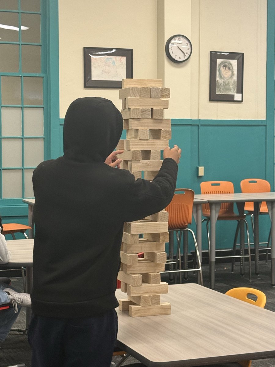 Playing giant Jenga with students <a href="/SouthProvSchool/">South Providence School</a> while waiting for their bus. The students (and <a href="/jgriffith352/">Jon Griffith</a>) were GOOD! This was the tallest tower I’ve seen! #RethinkingAltEd 

<a href="/AGHoulihan/">Andrew G. Houlihan</a> <a href="/UCPSNC/">Union County Public Schools</a>