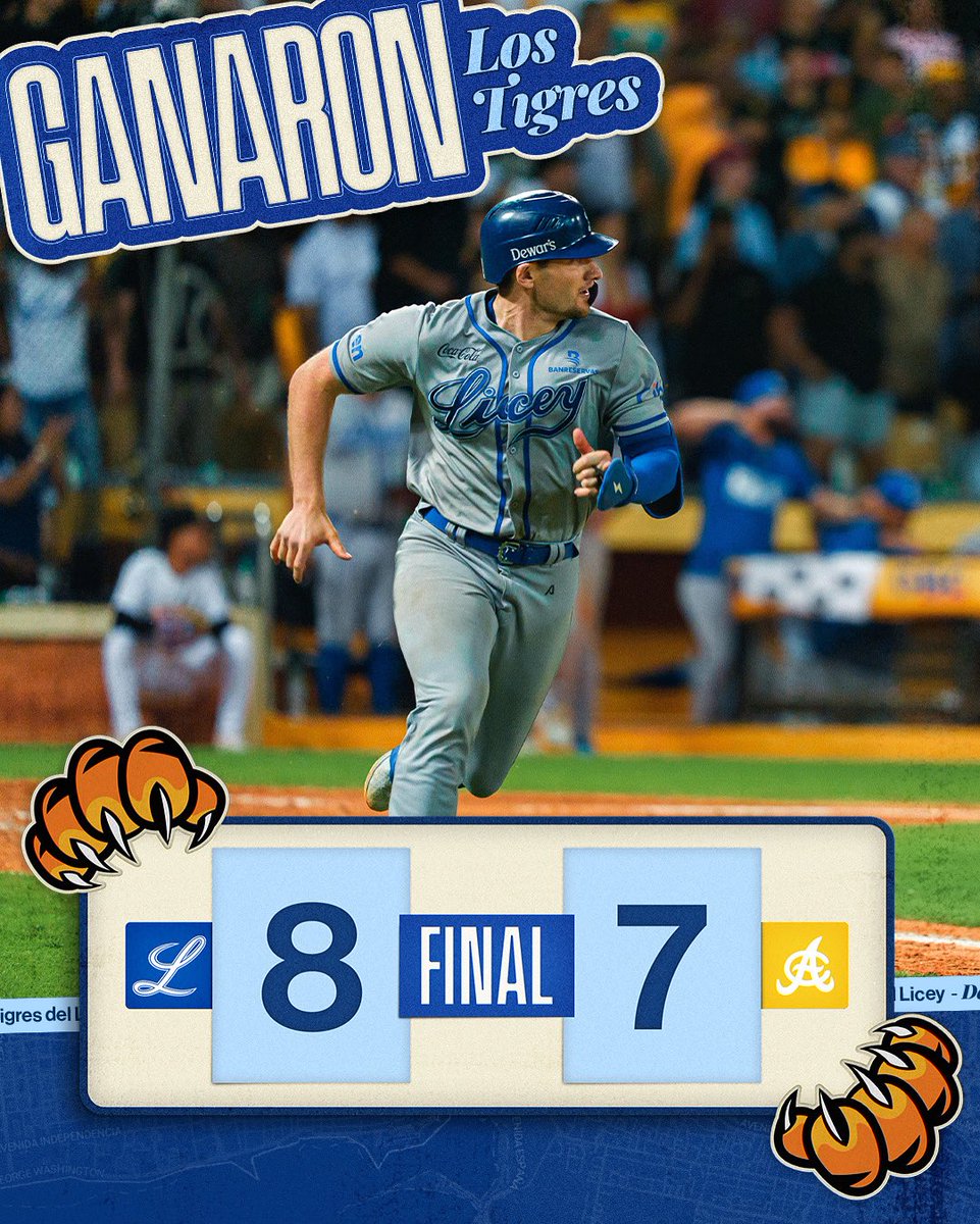 TigresdelLicey's tweet image. Nos tiramos… y las pirañas nos supieron a menta… 😴🍬

En Santiago… ¡GANÓ EL LICEY!  😎

#ElGlorioso 💙