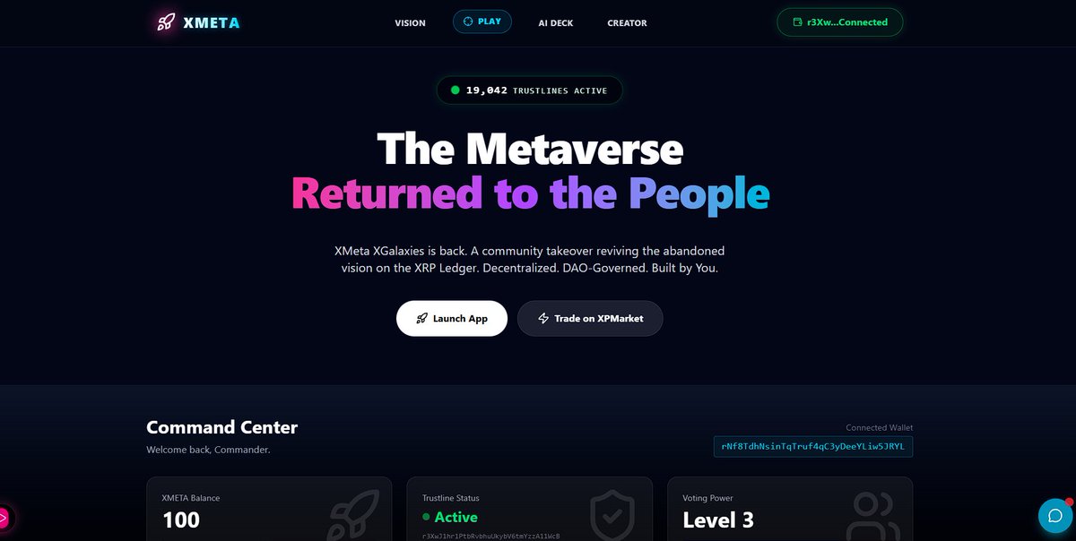 XMetaversalCTO's tweet image. This relaunch is for the creators, the coders, the collectors, the dreamers — and every builder pushing XRPL forward.

XMeta is coming back with power, precision, and purpose.

And we’re just getting started. 🔥

#XMeta #Web3Builders #XRPLDev #InnovationLivesHere #FutureOfWeb3