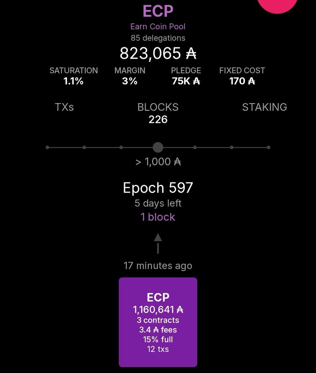 🧱 We just minted our 1️⃣st #Cardano block of the epoch 🥳

If you are not staking with ECP you are missing out!

Looking for a new stake pool? Please consider staking to ECP and enter our giveaways

Thank you for your support ❤️