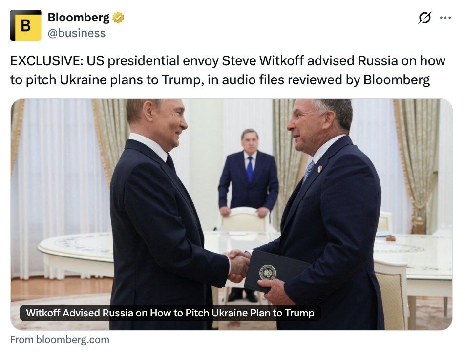 saintjavelin's tweet image. This is the timeline of how the US government tried to force Ukraine into a Russian-dictated “peace,” and who exposed the plot:

1. THE PLAN EMERGES (Early Nov)

The 28-point proposal, drafted by Trump’s special envoy Steve Witkoff and Putin’s aide Kirill Dmitriev, is leaked. Its…