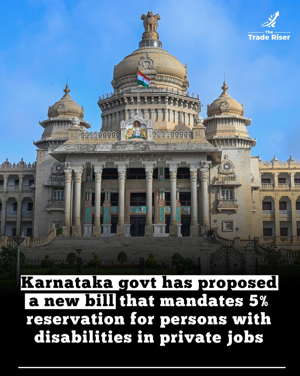 TheTradeRiser's tweet image. Karnataka’s new proposed bill aims to secure equal job opportunities for persons with disabilities in the private sector. It sets a 5% quota and strict penalties to ensure real inclusion.

#KarnatakaBill #DisabilityRights #InclusiveWorkforce