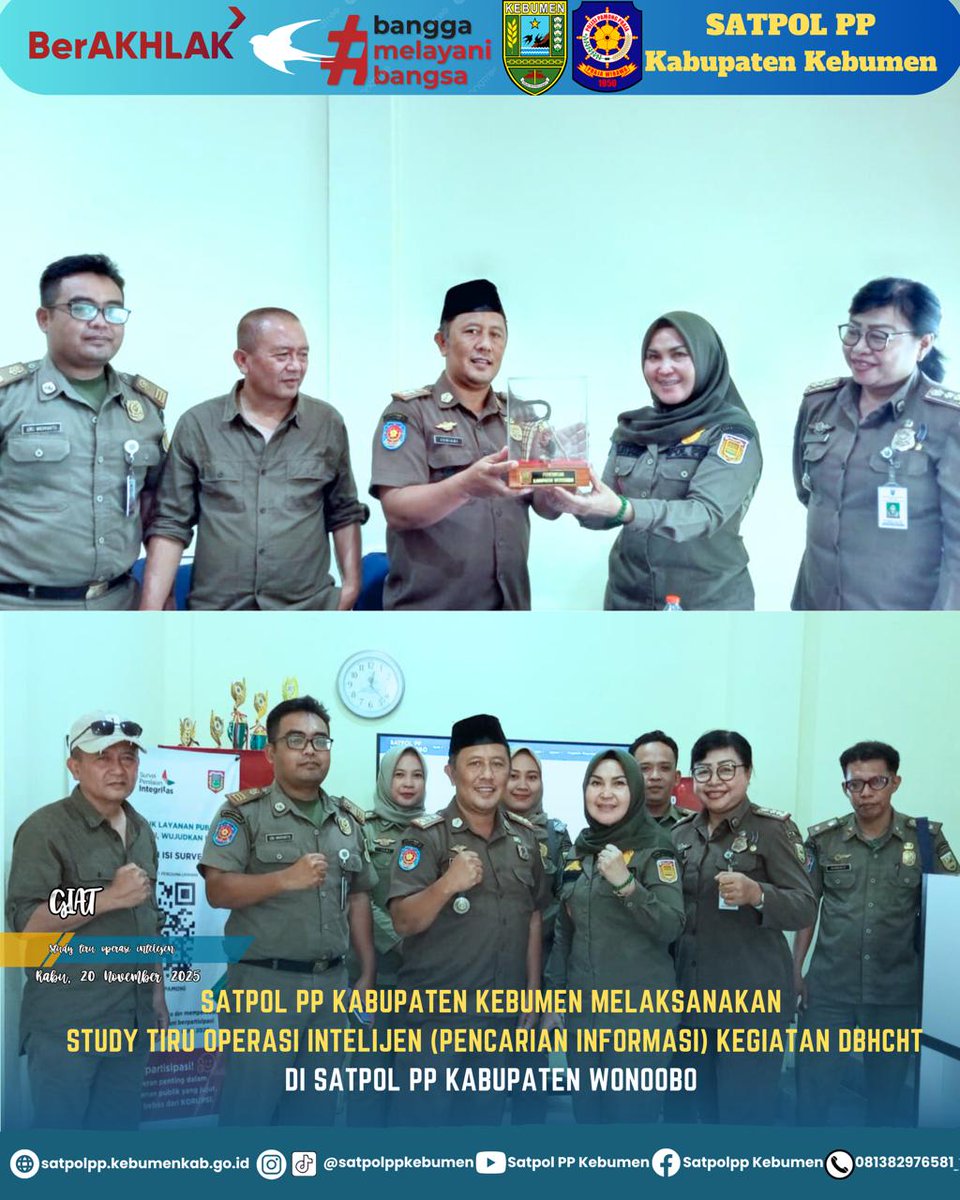 Satpol PP Kabupaten Kebumen melaksanakan Study Tiru Operasi Intelijen (Pencarian Informasi) Kegiatan DBHCHT (Dana Bagi Hasil Cukai Hasil Tembakau) di Kabupaten Wonosobo.