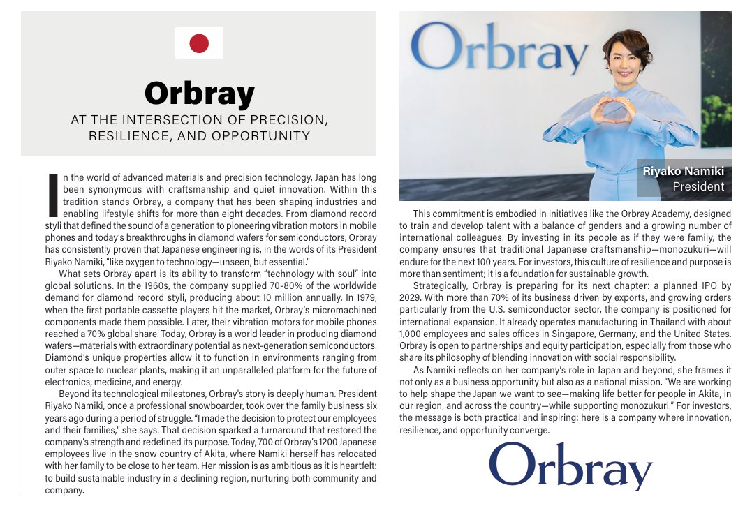 orbray_en's tweet photo. 🌟【 Orbray CEO, Riyako Namiki, has been featured in a top-leader interview series in the renowned U.S. business magazine Entrepreneur.】

📍 Entrepreneur website (featured on p.6)
https://t.co/zV5v5u3N8i
 📍Entrepreneur HP
👉https://t.co/d6xrdIeQR1

#Entrepreneur #Semiconductors https://t.co/CAwrbxCNTc