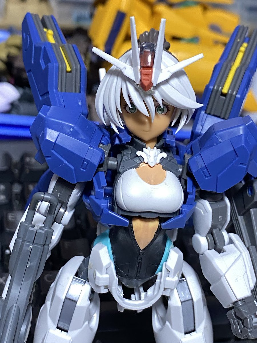 ayakanP's tweet image. エアリアル改修型。エアリアルシリーズは無加工で30MSの体が収められるから好き。( ´ω`)顔はスレッタのアイデカール。
#ガンプラ #30MS #MS少女