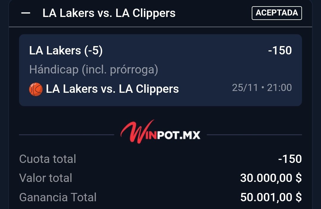 ChapitoApuestas's tweet photo. 🚨 | Les comparto mi Apuesta para esta Noche Chingones.

#NBA
- Lakers -5 [-150]
#LakeShow 

Comienza en 30 minutos.

¿Me Sigues y te Subes al Barco? Deja ❤️ de la buena vibraaaaa Caraaajooo 👊 !! https://t.co/sotxSRvN2z