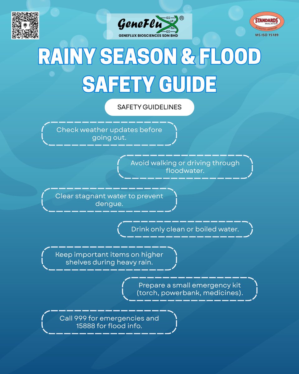 geneflux_bio's tweet photo. Rainy season safety starts with you — stay alert, stay dry, stay safe!
.
.
.
#rain #rainyseason #malaysia #Genefluxbiosciences #fypシ゚ https://t.co/5w46Lmqguq