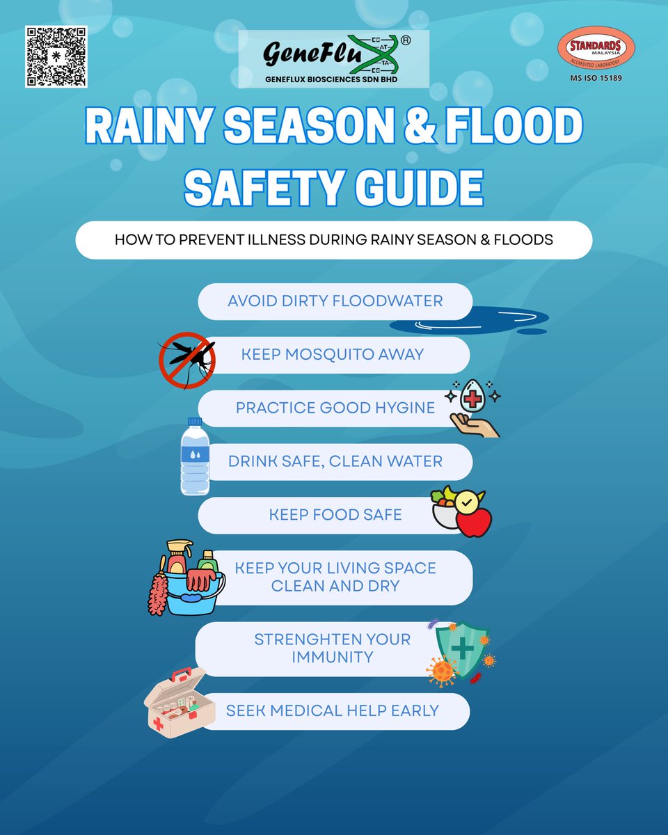 geneflux_bio's tweet photo. Rainy season safety starts with you — stay alert, stay dry, stay safe!
.
.
.
#rain #rainyseason #malaysia #Genefluxbiosciences #fypシ゚ https://t.co/5w46Lmqguq