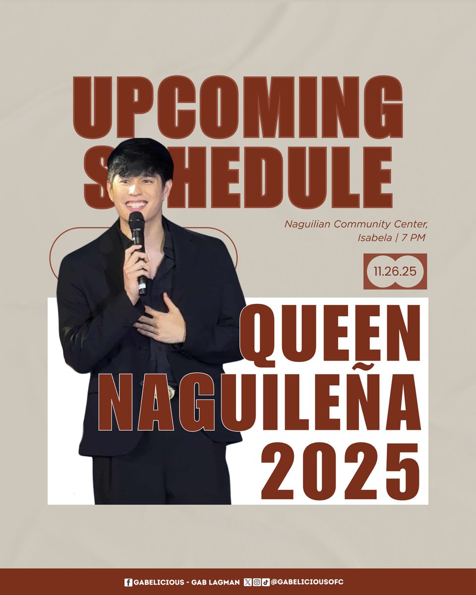 GabeliciousOFC's tweet image. 🗓️ MOSSING’s UPCOMING SCHEDULE

QUEEN NAGUILEÑA 2025 
NAGUILIAN COMMUNITY CENTER . 7PM

#GabLagman