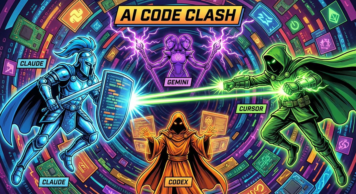 arugil's tweet image. The ultimate IDE battle royale! 🔥

Claude Code vs Cursor vs Google Gemini CLI vs Codex-cli

Each one brings unique magic to the coding arena. Which one&apos;s your champion?

#AI #CodingTools #DevTools #IDE #Programming