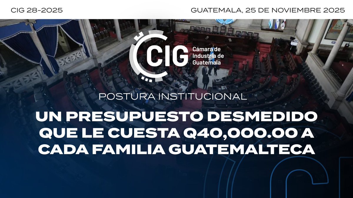 Como sector industrial manifestamos nuestro absoluto rechazo al presupuesto general del Estado 2026. Guatemala necesita inversión real en seguridad, infraestructura, salud y calidad de vida, no más deuda sin propósito.

Lee el comunicado completo: cig.industriaguate.com/postura-presup…