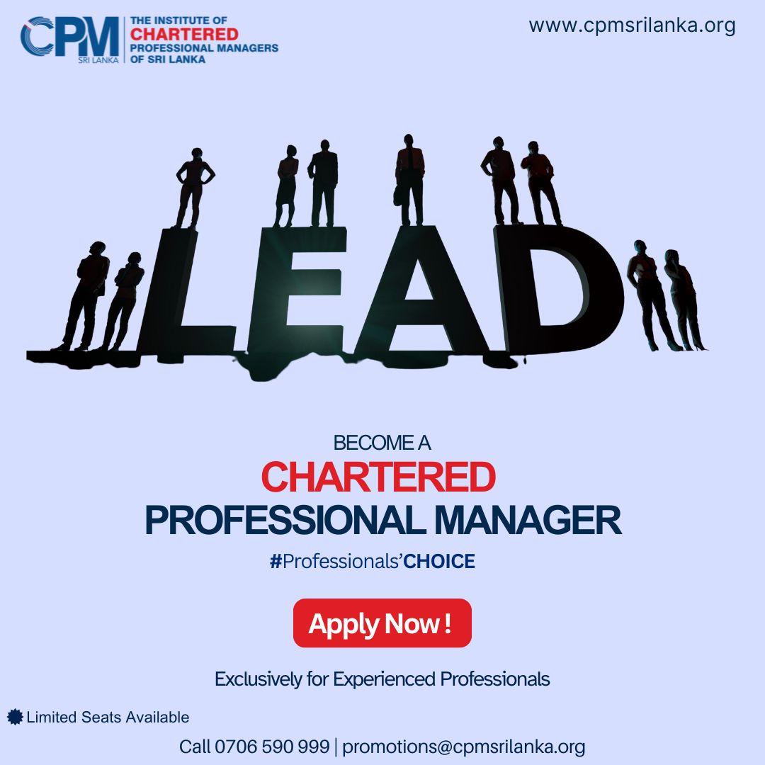 Are you a professional looking to elevate your career?
Well now's your chance to become a Chartered Professional Manager!
Management or not, any profession can be a part of this!✨
APPLY NOW for the January intake!📞Call us at 0706 590 999
#CPMSriLanka #CharteredManager #SriLanka