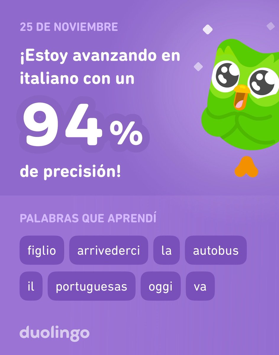 ilioriz's tweet photo. ¡Estoy aprendiendo italiano en Duolingo! Es gratis, divertido y efectivo. https://t.co/3TfRdPrnvZ