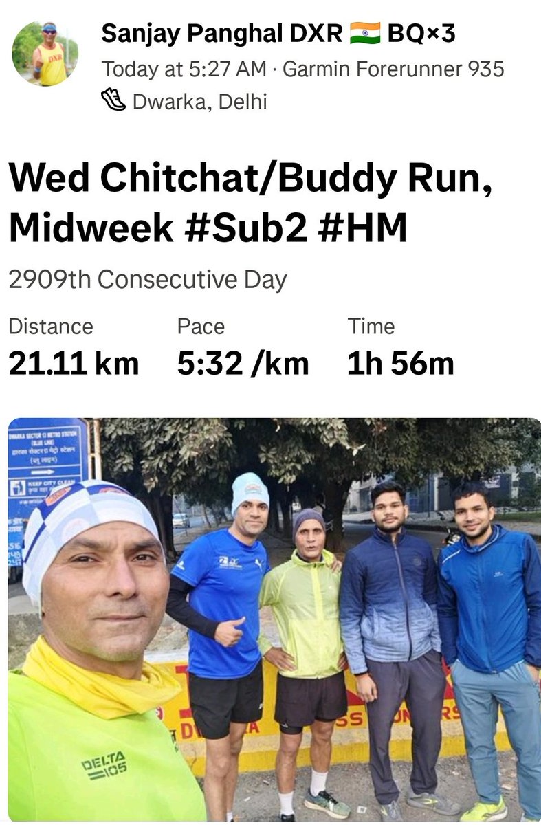 sanjaypanghal's tweet image. When you seek purpose, life whispers where to find it…
The search for meaning is not a quest outside us.
Wed Chitchat/Buddy Run, Midweek #Sub2 #HM 
#AdmireYourself 
#pangale #nonstoprunner #Runपगले #DXR #मक्खनदौड़ #RunningMonk #fitness #running @FitIndiaOff @DwarkaXpress
