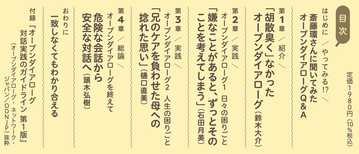 『専門家なしでやってみよう！ オープンダイアローグ
―安全な対話のための実践ガイド』
→shobunsha.co.jp/?p=9171
冒頭には ＃斎藤環 さんに４人が質問したQ&amp;Aがあります。
OD本をたくさん読んでも、今ひとつクリアーにならなかったことを率直に数多く質問しています。(QもAも簡潔）
スッキリしますよ