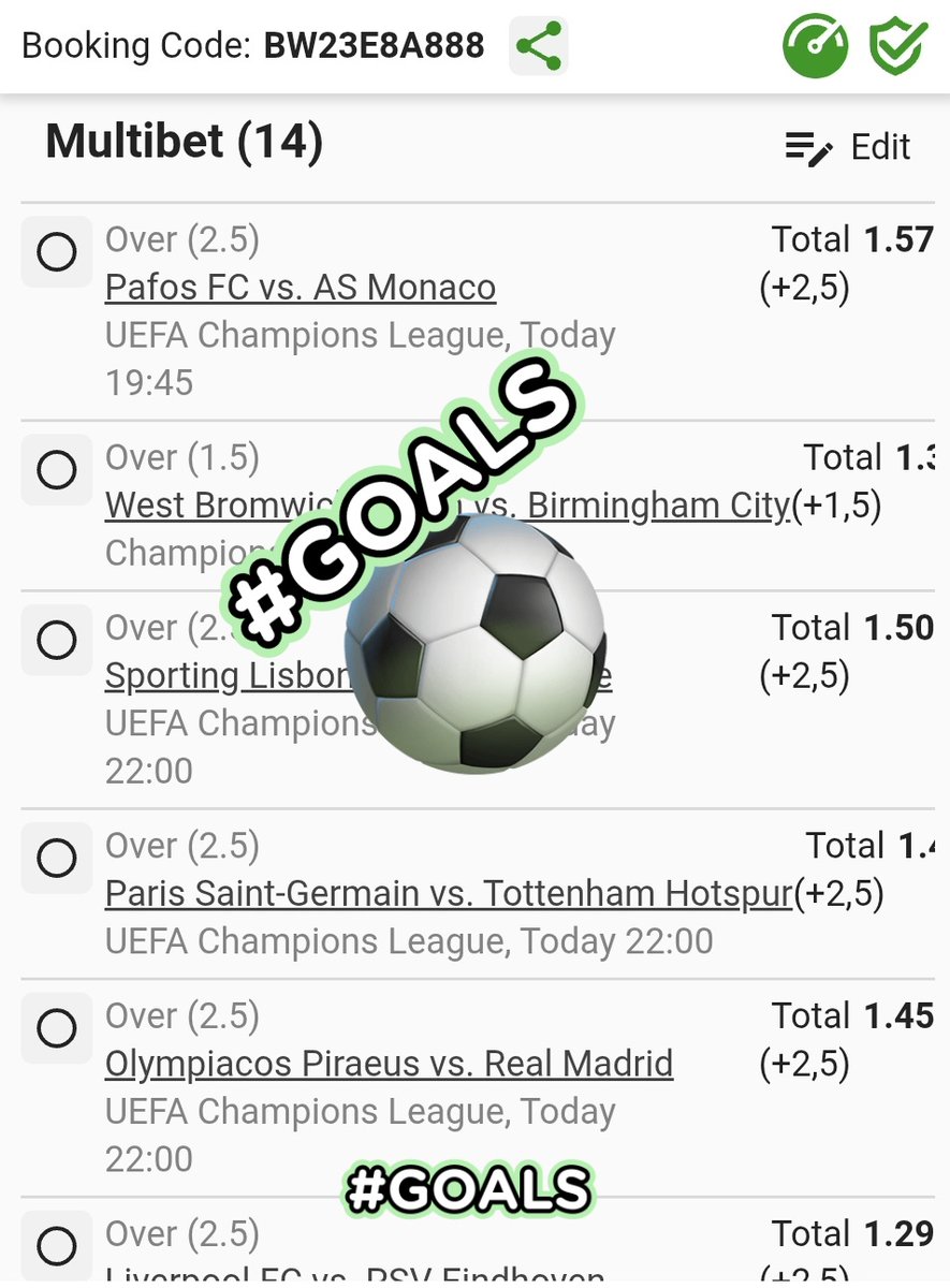 LeswiiSwaMina's tweet image. Overs GOALS MARKETS 😍 

 Multi Bet betslip : BW23E8A888 new.betway.co.za/book-a-bet-res…
Kick OFF  : 19;45 ⌚️ Odds-ON; 186 🍏🫡