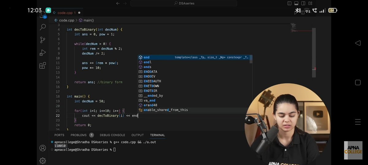 Pritivish07's tweet image. Learning binary ↔ decimal conversions in C++ today! 🔢💻
Loved how simple loops + modulus can convert numbers so efficiently.
Big thanks to Apna College for the clear explanations! 🙌

#CPlusPlus #Coding #Binary #DSA @ApnacollegeX