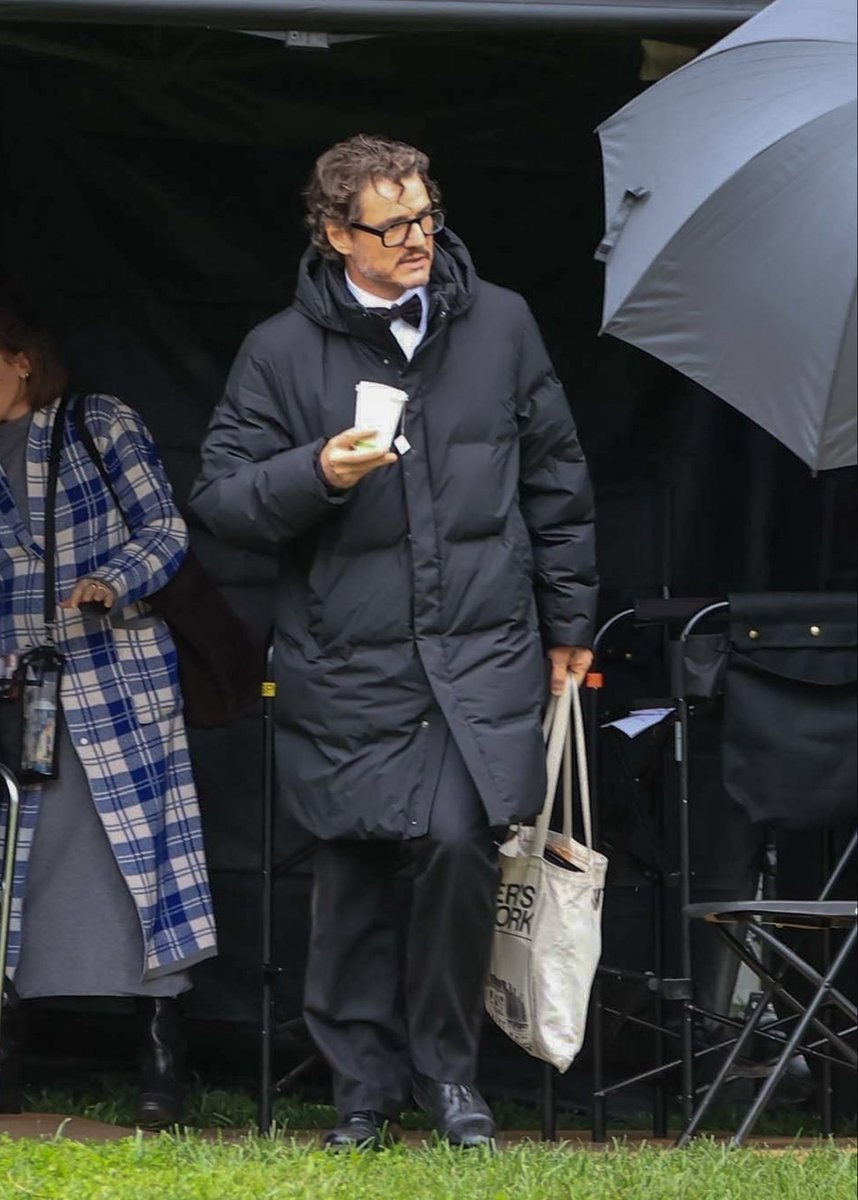 Pedro Pascal on the set of ‘BEHEMOTH!’ today in Los Angeles