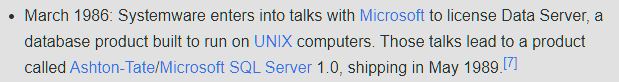 whereisaaron's tweet image. Microsoft SQL Server started on #Unix too. Microsoft licensed the code to port to Windows in 1989.

Ironically Microsoft would later port SQL Server back to Linux, because by 2017 cloud environments were being dominated by Linux. Even on Azure, most servers run Linux.
