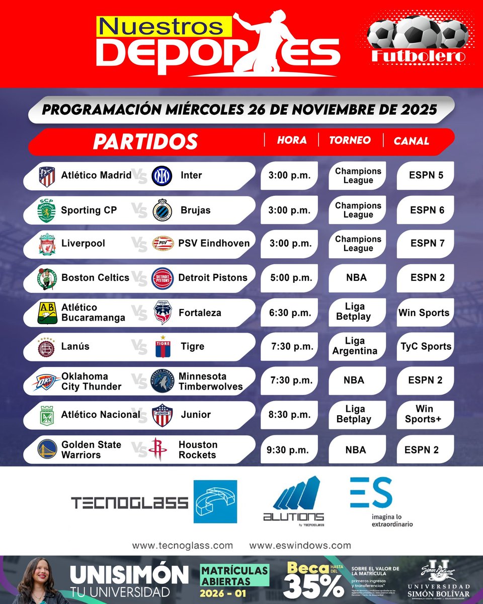 nuestrosdporte2's tweet image. #Programación deportiva del miércoles 

facebook.com/share/17bMvAeL…