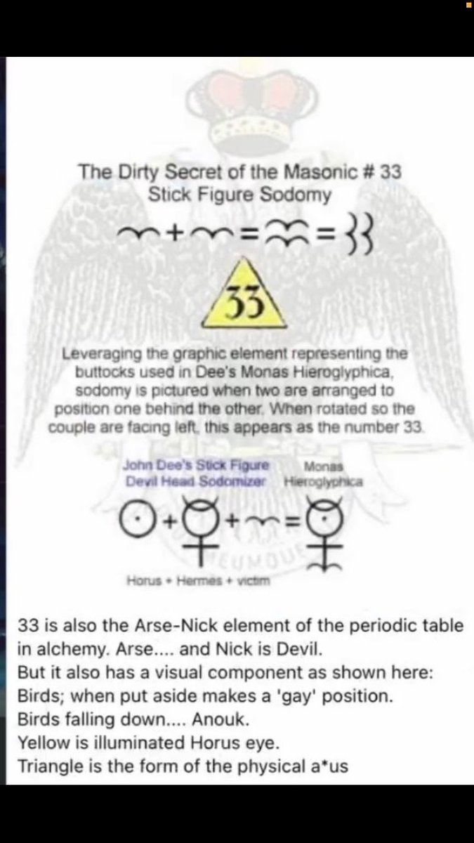 Jamey13Robbins's tweet image. Good Lord... &apos;33&apos; is DIRECT reference to Rosicrucian/Freemason SODOMY symbolism...!!! 🤮