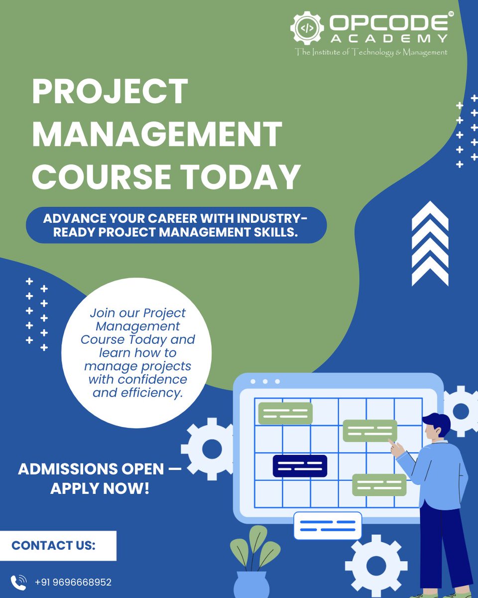 opcodeacademy's tweet image. Join our Project Management Course Today — build skills that lead teams, deliver results, and shape your future! 🚀

#ProjectManagement #CareerGrowth #SkillUp #JoinNow #OPCODEAcademy #FutureReady #TechCourses #PMCourse
