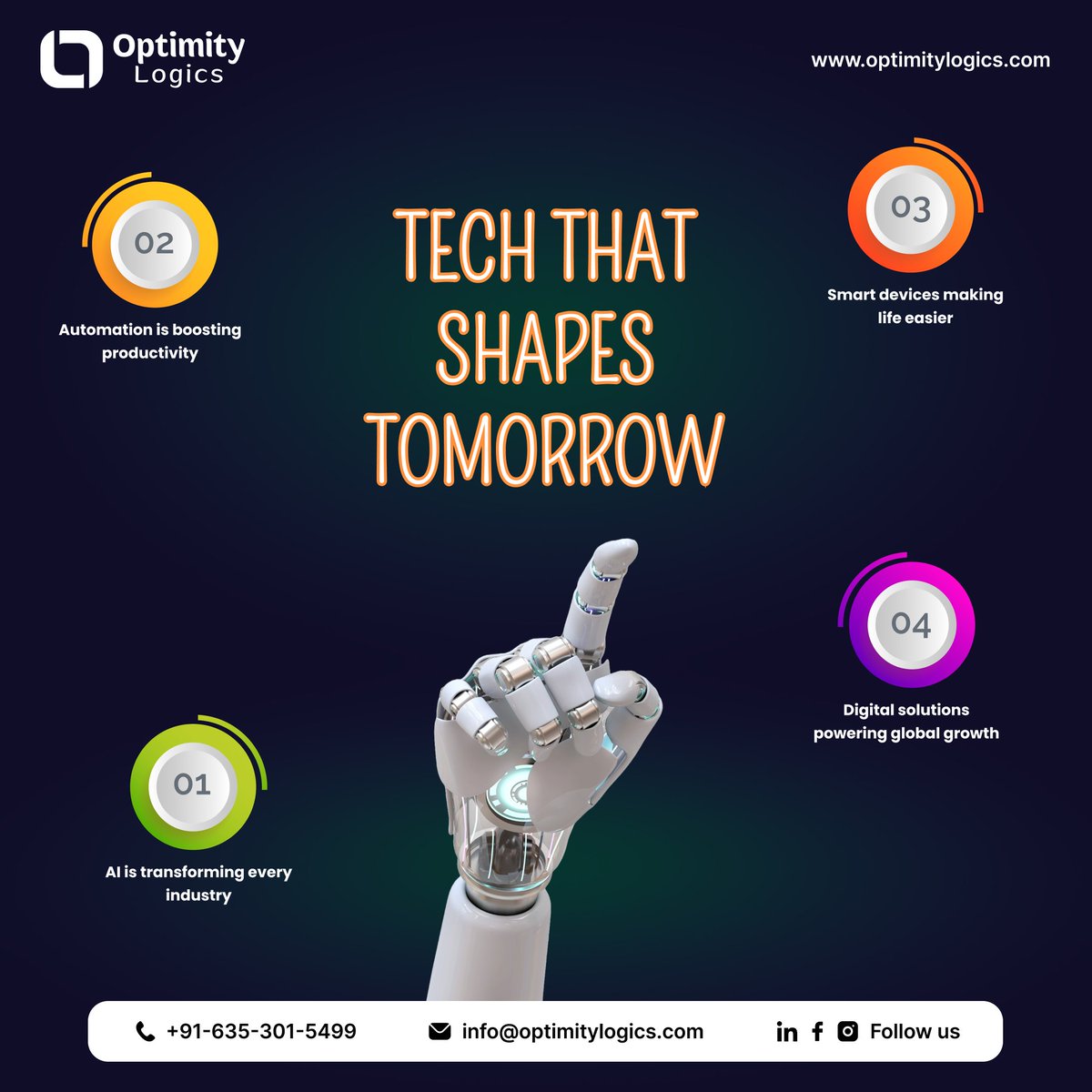 optimitylogics's tweet image. Tech That Shapes Tomorrow

#TechTrends #FutureOfTechnology #AIRevolution #Automation #DigitalInnovation #SmartDevices #GlobalGrowth #TechForGood #InnovationDriven #TomorrowStartsToday #TechStartups #OptimityLogics