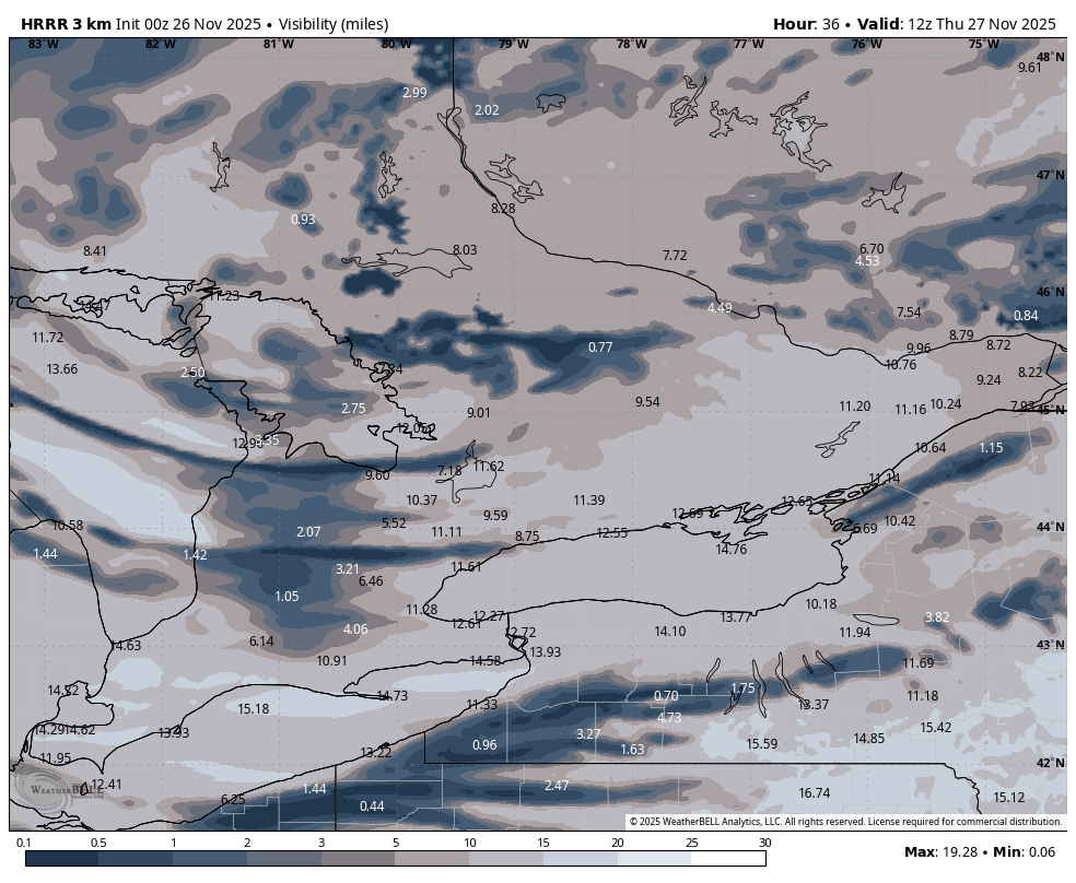 Travel across the snowbelts, east of Lake #Huron will be trecherous Thursday AM

Moderate to heavy snow combined with 70-80+km/hr wind gusts will lead to near white out conditions with significant blowing/ drifting snow

If this trend holds, expect major travel impacts

#OnWX